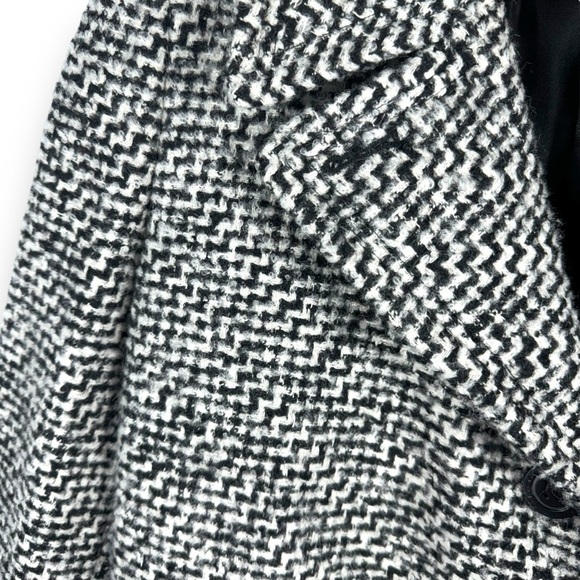 Calvin Klein Single Breasted Herringbone Wool Blend Walker Coat, Black/White, 14 - Picture 6 of 14